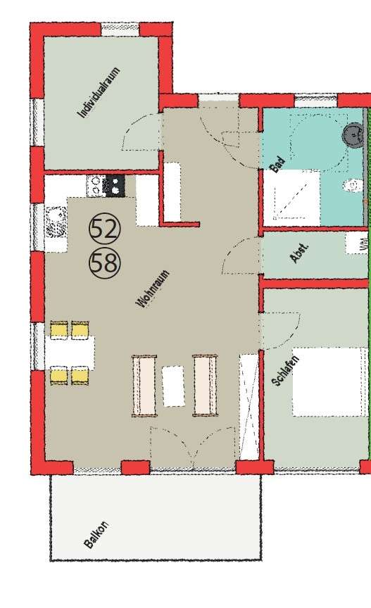 Grundriss WE 52 Grundriss WE 52